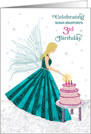 Birthday Party Invitation 3rd Girl Fairy Lighting Candles Name Insert card