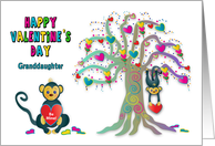 Valentines Day Granddaugher Monkey Hearts Tree Kaleidoscope Collection card