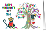 Valentines Day Son Monkey Hearts Tree Kaleidoscope Collection card