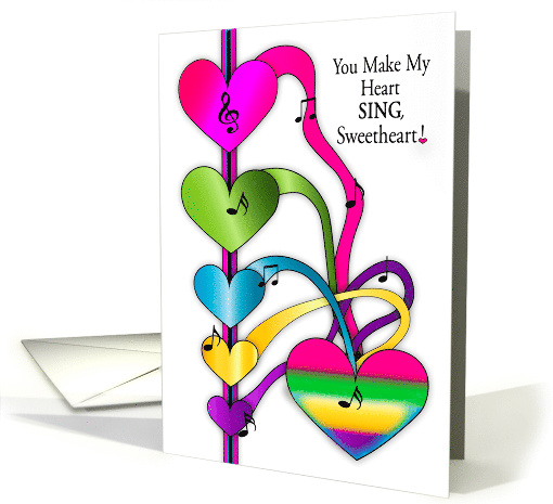 Valentines Sweetheart Hearts Abstract Music Notes My Heart Sings card