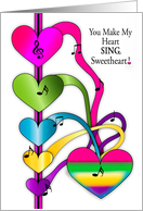 Valentines Sweetheart Hearts Abstract Music Notes My Heart Sings card