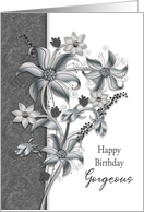 Birthday Gorgeous Shades of Gray Flowers Isolated On White card