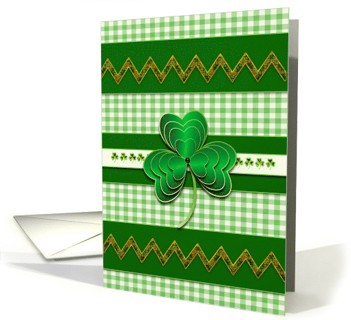 St. Patricks Day 3-D Effect Shamrocks and Chevon Design card (1721544)