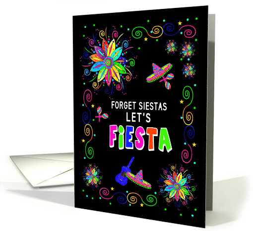 Fiesta Invitation Colorful Designs on Black Abstract... (1721896)