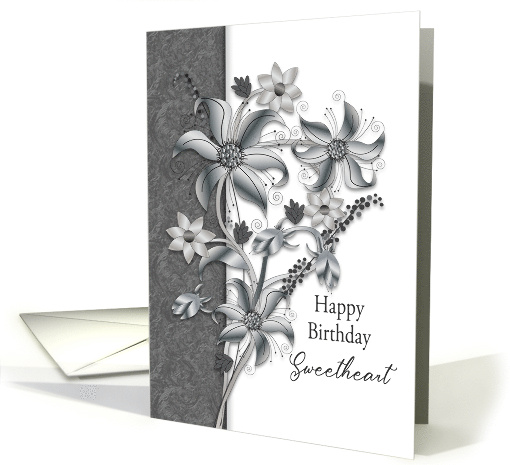 Birthday Sweetheart Shades of Gray Floral Arrangement card (1722202)