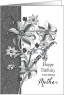 Birthday Mother Shades of Gray Floral Arrangement card