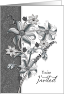 Invitation You are Invited Shades of Gray Floral Arrangement card