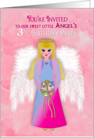 Birthday Party Invitation 3rd For Girl Sweet Angel Life-like Wings card