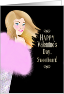 Valentines Day Sweetheart Husband Lady In Pink Boa Wrap card