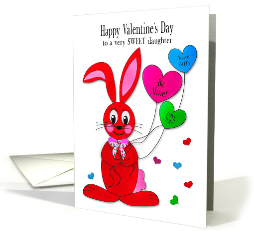 Valentines Day Daughter Funny Red Bunny Balloon Hearts card (1724768)