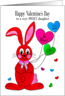 Valentines Day Daughter Funny Red Bunny Balloon Hearts card