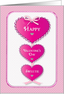 Valentines Day Sweetie Fuchsia Hanging Decorative Hearts card