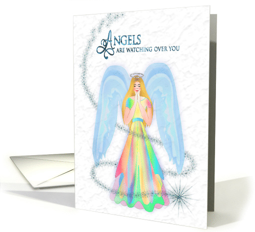 Encouragement Angels Are Watching You Beautiful Angel with Stars card