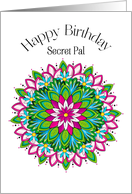 Birthday Secret Pal Floral Motif in Fuchsia Blue Flowers card