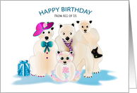 Birthday From All of Us Polar Bear Family of Four Dressed Up card
