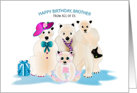 Birthday BROTHER Polar Bear Family From All of Us card
