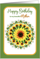 Birthday Mother Bright and Large Sunflower Motif card