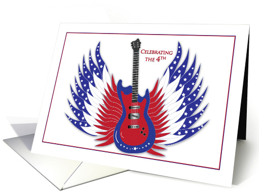 Patriotic July 4th Invitation Electric Guitar Wings Stars... (1732060)