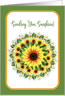 Get Well Bright and Large Sunflower Motif Design card