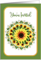 You’re Invited Invitation Bright and Large Sunflower Motif Design card