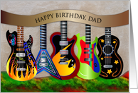 Birthday Dad Collection of Guitars in Bold Colors card
