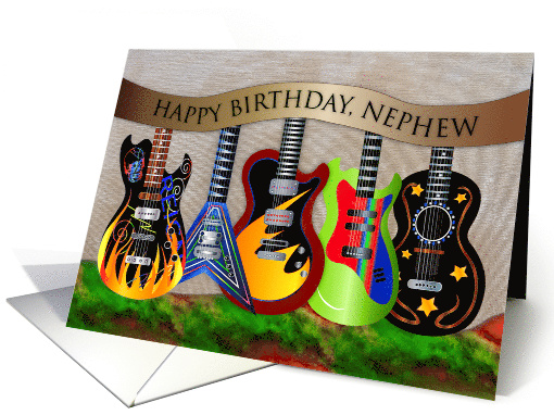 Birthday Nephew Collection of Guitars in Bold Colors card (1732110)