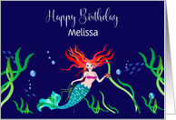 Birthday Mermaid in the Sea Name Insert Marine Life card