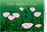 Birthday Mother Lush Green Meadow of Pink Poppy Flowers card