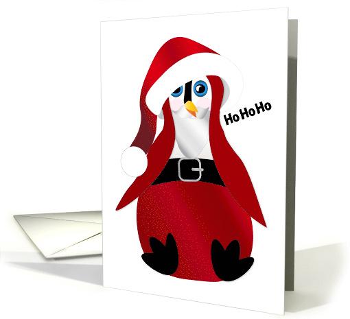 Christmas Ho Ho Ho Santa Penguin Wearing Santa Claus Suit card