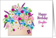 Birthday Daughter Colorful Flower Arrangement Inside Envelope card