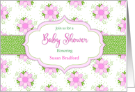 Baby Shower Invitation Name Insert Delicate Pink Daisy Like Flowers card