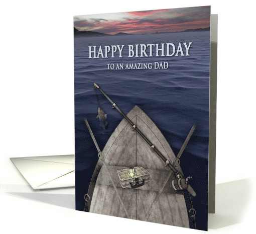 Birthday Dad Fishing Boat Tacklebox Fishing Rod card (1741062)