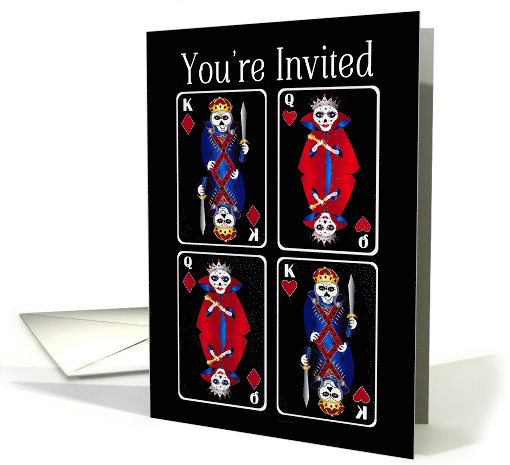 Invitation Poker Card Playing Night Skeleton Queen and King card