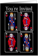 Invitation Poker Card Playing Night Skeleton Queen and King card