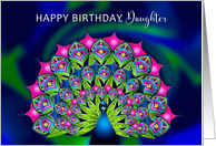 Birthday Daughter Beautiful Abstract Peacock in Many Bright Colors card