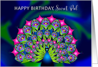 Birthday Secret Pal Beautiful Abstract Peacock Many Bright Colors card