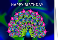 Birthday Beautiful Abstract Peacock Many Bright Colors card