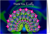 Thank You Beautiful Abstract Peacock Many Bright Colors card