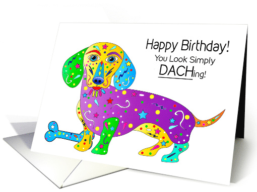 Birthday Dachshund German Dog Colorful Kaleidoscope Collection card