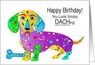Birthday Dachshund German Dog Colorful Kaleidoscope Collection card