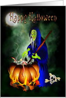 Halloween Witch Brewing Eerie Things Stirring the Pot card