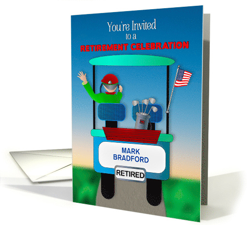 Retirement Party Invitation Golfer Man Riding Golf Cart... (1742390)