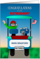 Congratulations Retirement Golfer Man Riding Golf Cart Insert Name card