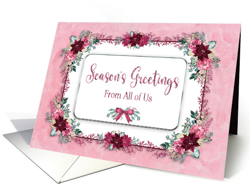 Seasons Greetings From All of Us Poinsettias Pink Flowers... (1742902)
