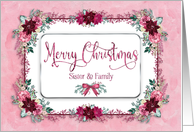 Christmas Sister and Family Poinsettias Pink and Burgundy Flowers card