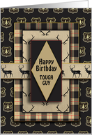 Happy Birthday TOUGH GUY Shades of Brown Plaid Patterns card