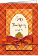 Thanksgiving Secret Pal Orange Plaid Layers with Faux Orange Bow card