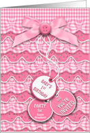 1st BIRTHDAY PARTY INVITATION Baby Girl Name Insert Pink Buttons Bows card