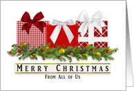 Christmas From ALL of US Garland and Presents Bows Red Plaid card