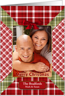 Christmas Plaids Photo Card and Name Insert Red and Green Plaids card